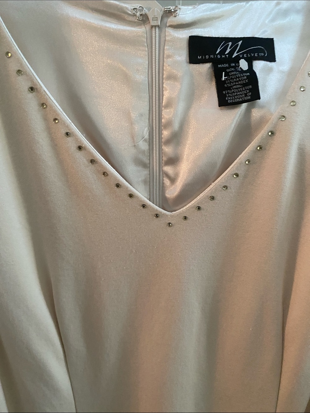 Midnight Velvet Ivory V-Neck Stud-Trim Dress - Picture 4 of 6
